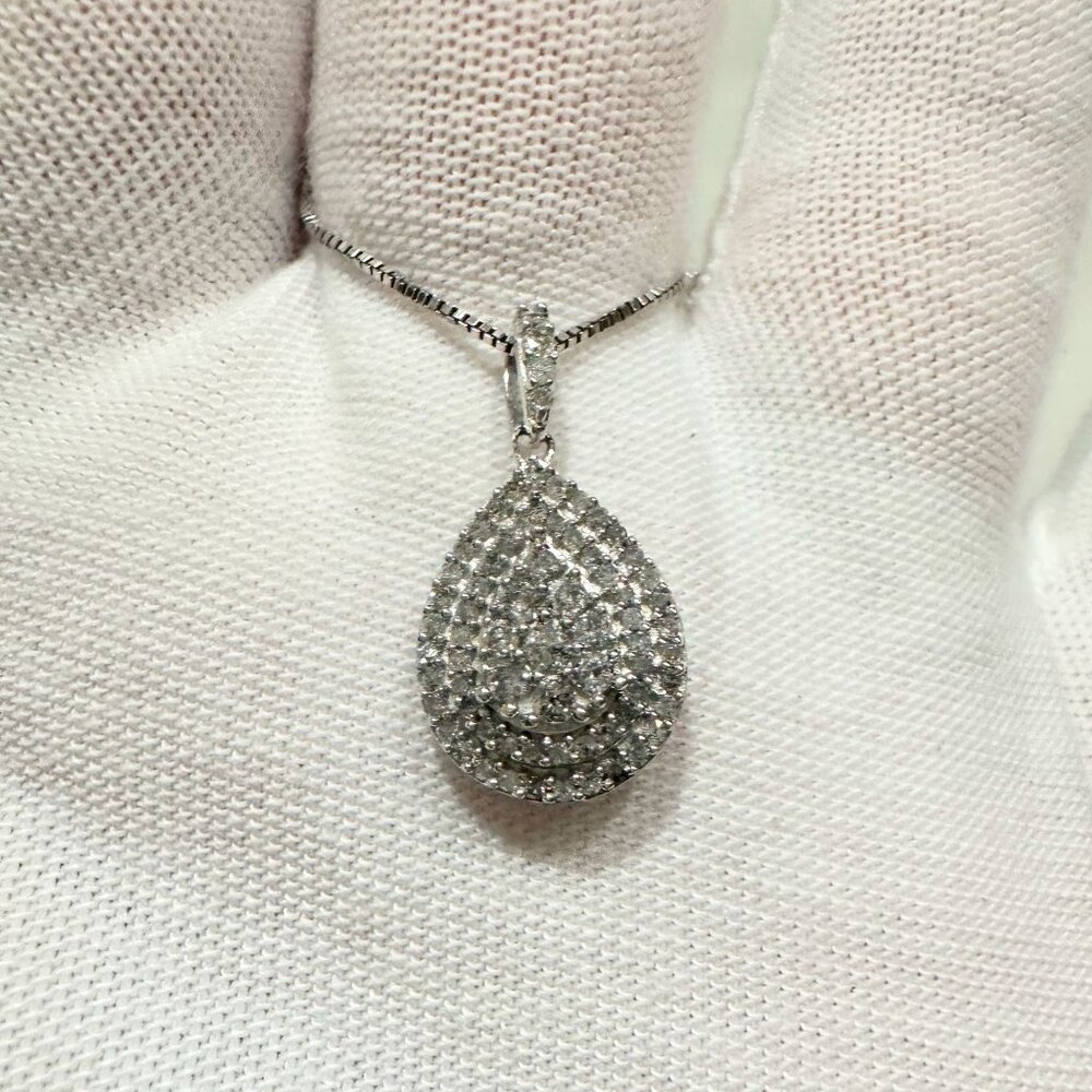 Stunning Pear Cut 1/2 Ct Diamond Necklace - Natural Diamonds in Sterling Silver - Picture 4 of 10